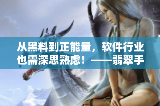 從黑料到正能量,軟件行業也需深思熟慮!——翡翠手鐲故事啟示錄 從黑料到正能量,軟件行業也需深思熟慮!——翡翠手鐲故事啟示錄